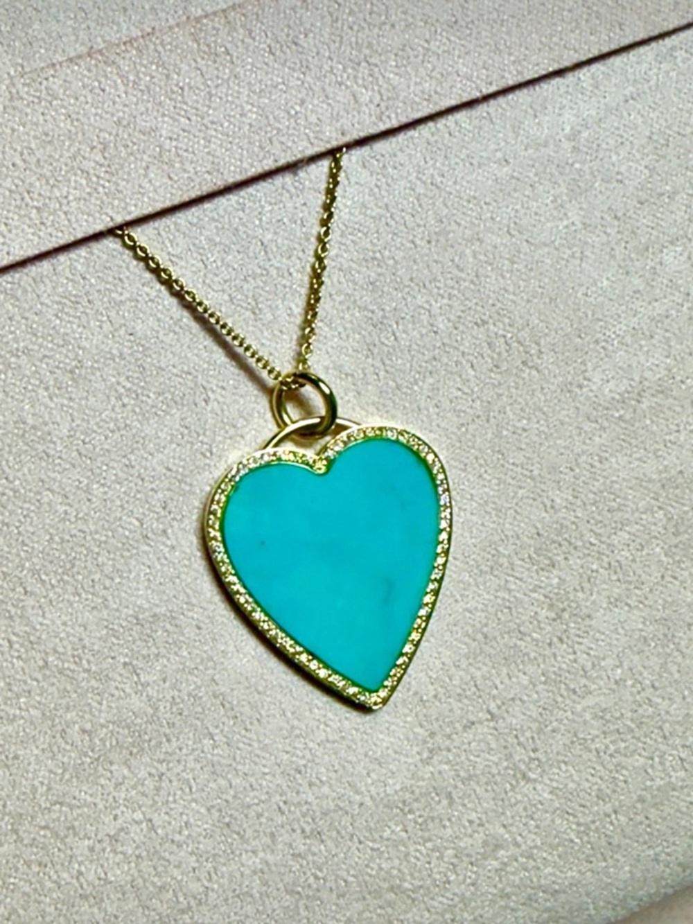 Jennnifer Meyer Turquoise Inlay Heart Necklace with Diamonds - 18k Gold